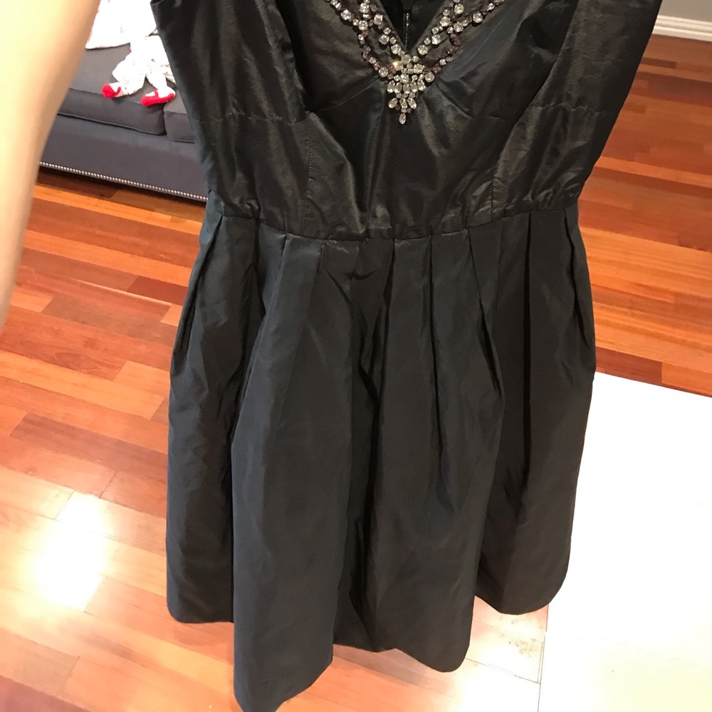 Teri Jon black taffeta cocktail dress